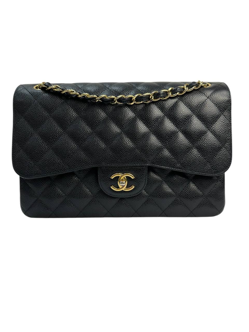Класична Сумка Flap Bag Jumbo Чорна Caviar #1