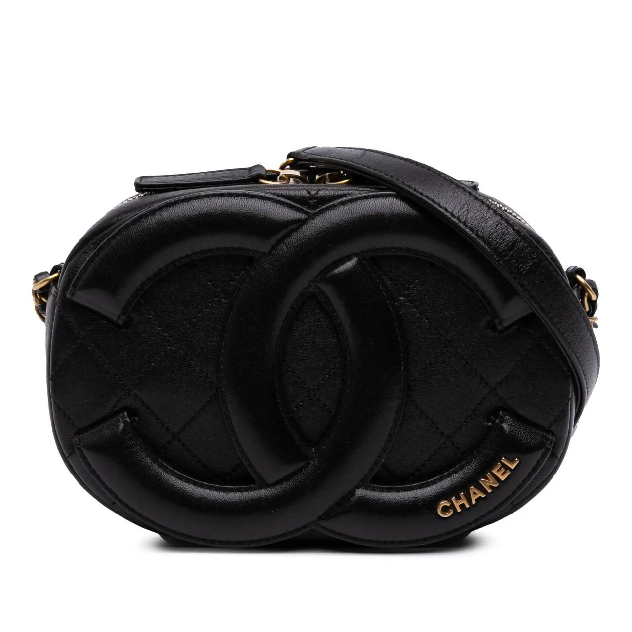 Сумка через плече cc quilted lambskin coco midnight camera bag #1