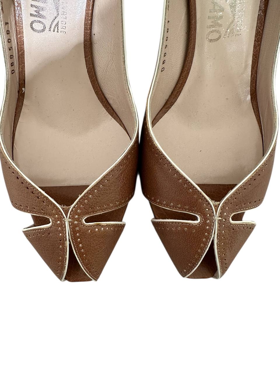 Salvatore Ferragamo шкіряні туфлі з відкритим мисом #4