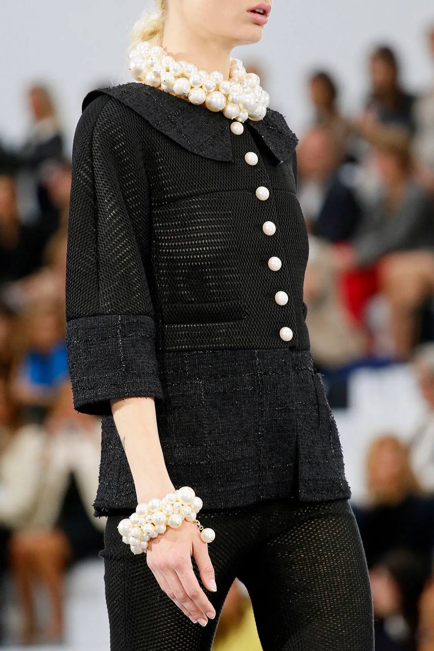Chanel костюм с сетчатой текстурой черный #10