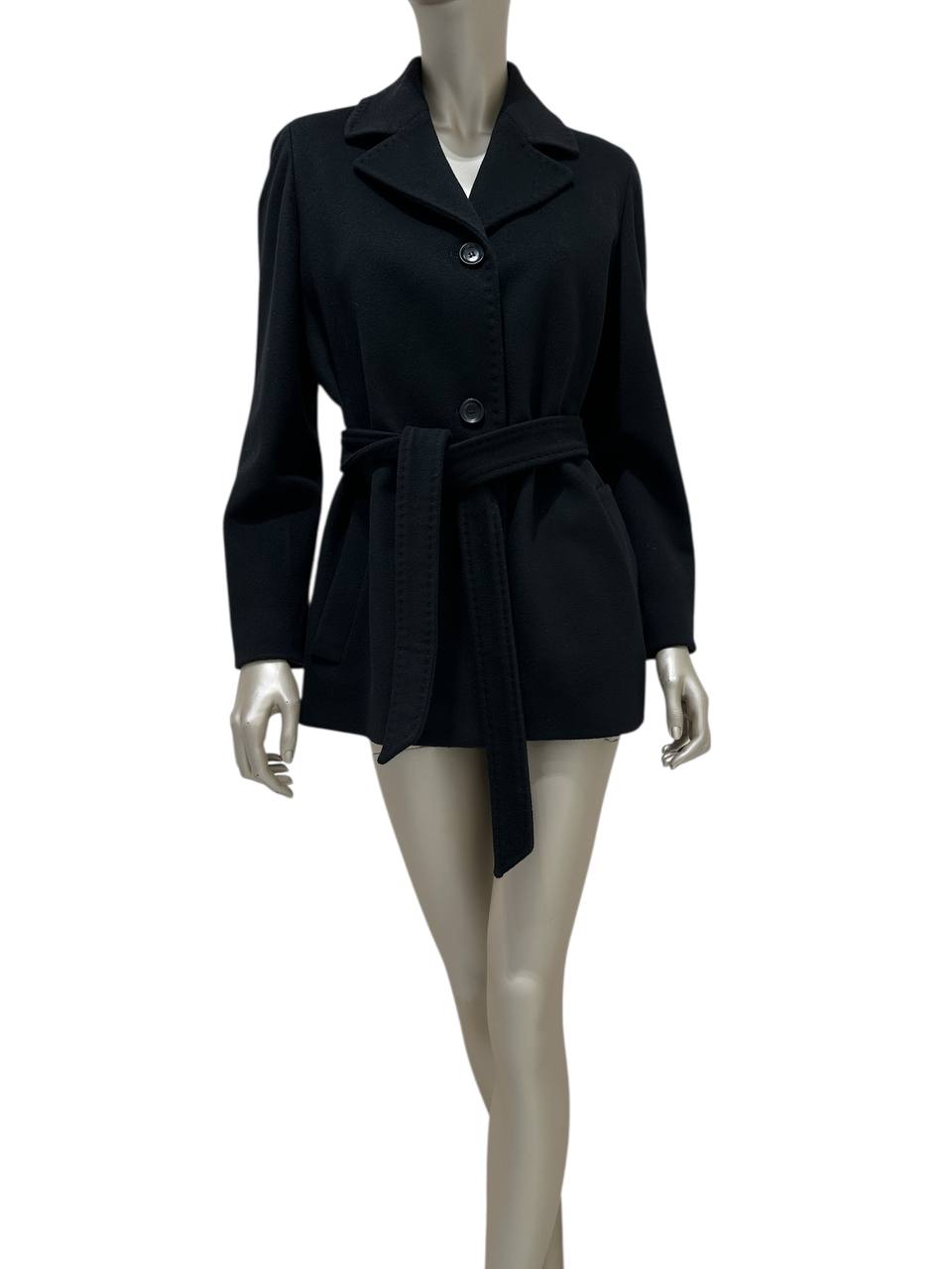 Max Mara полупальто чорне класичне з поясом
