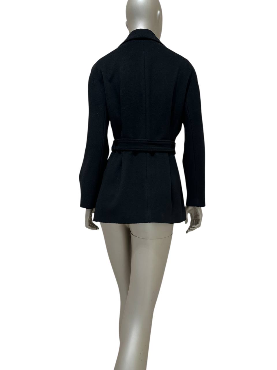Max Mara полупальто чорне класичне з поясом #3