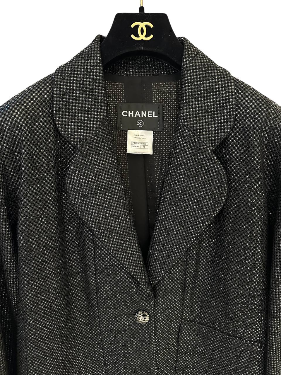 Chanel жакет із фактурної тканини з ґудзиком CC #4