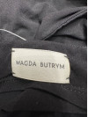 Magda Butrym чорна сукня з асиметричним верхом та декоративною квіткою #6