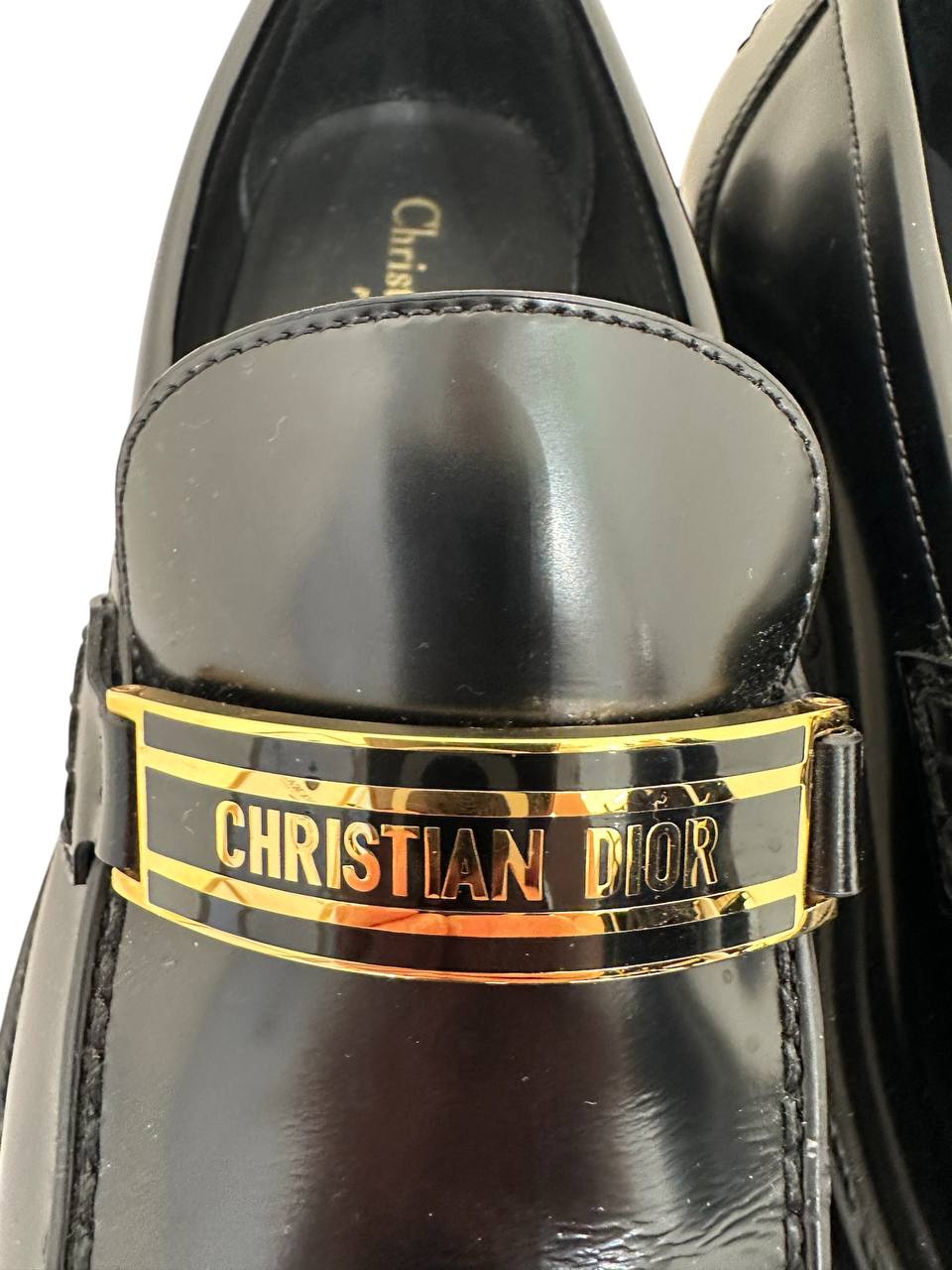 Christian Dior шкіряні лофери з металевим логотипом #6