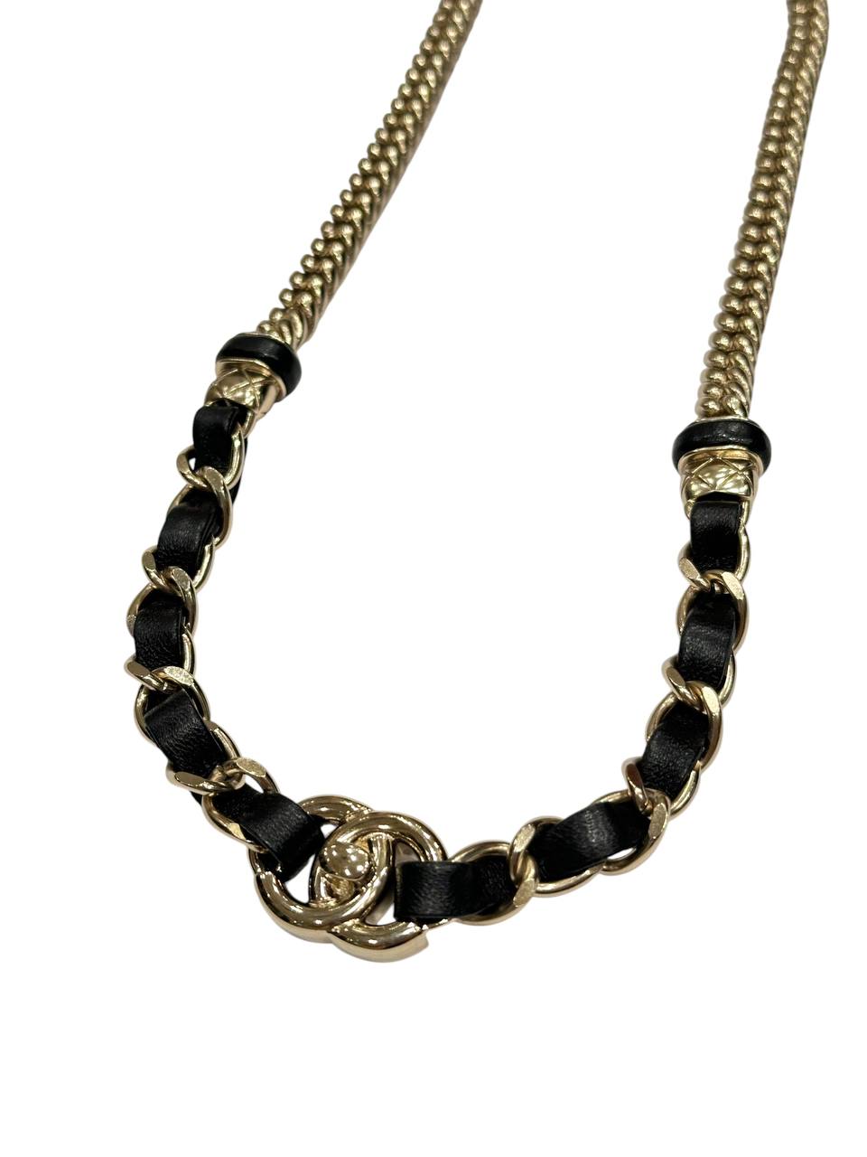 Chanel пояс-ланцюг із вплетеною шкірою  #2