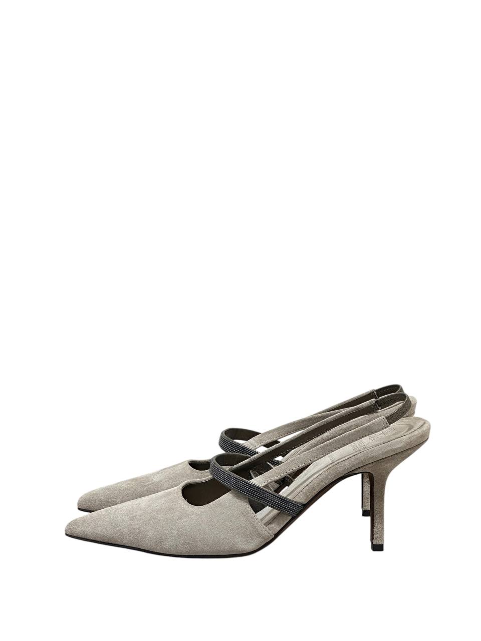 Brunello Cucinelli замшеві туфлі slingback з декором