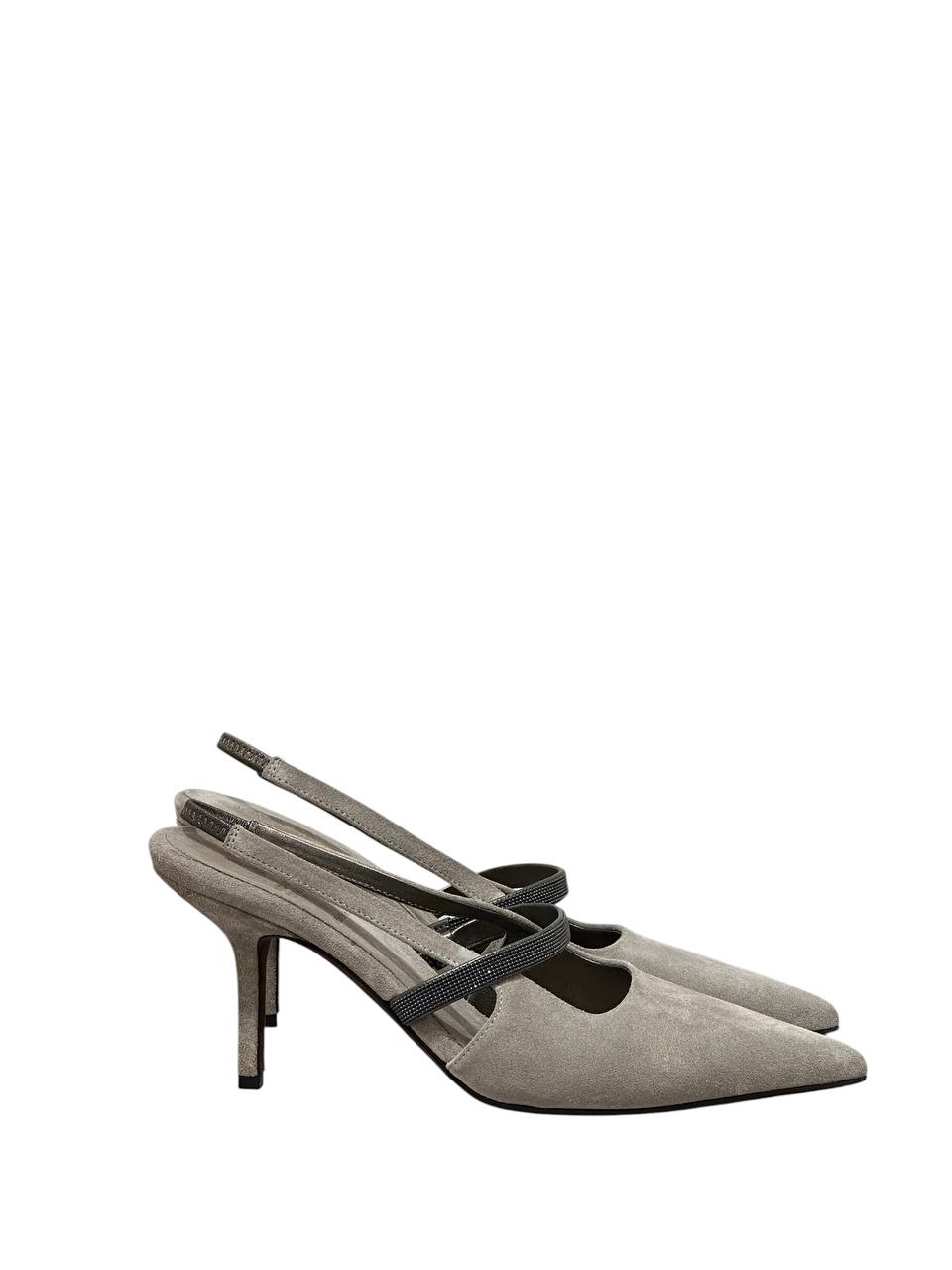 Brunello Cucinelli замшеві туфлі slingback з декором #2