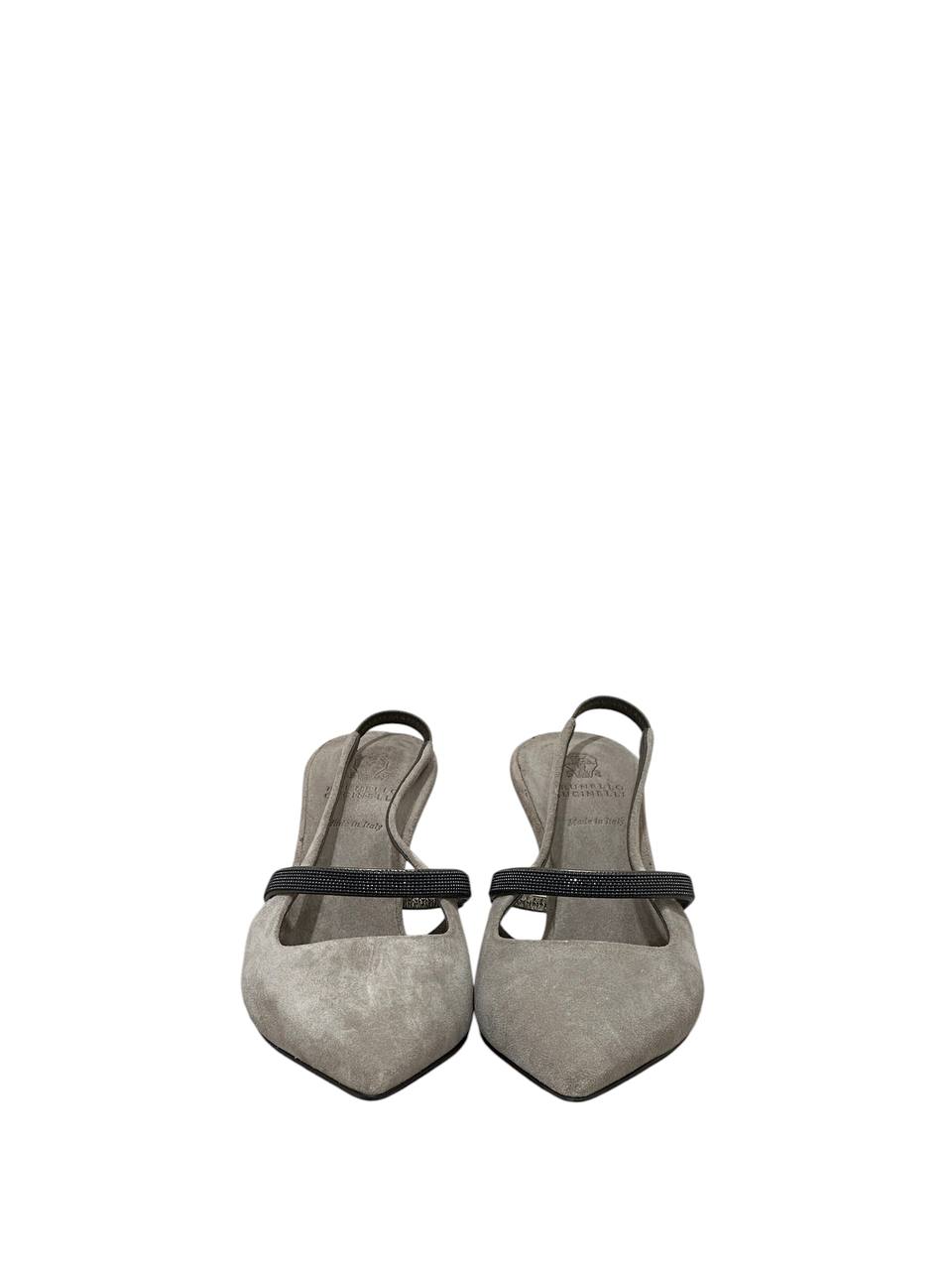 Brunello Cucinelli замшеві туфлі slingback з декором #4