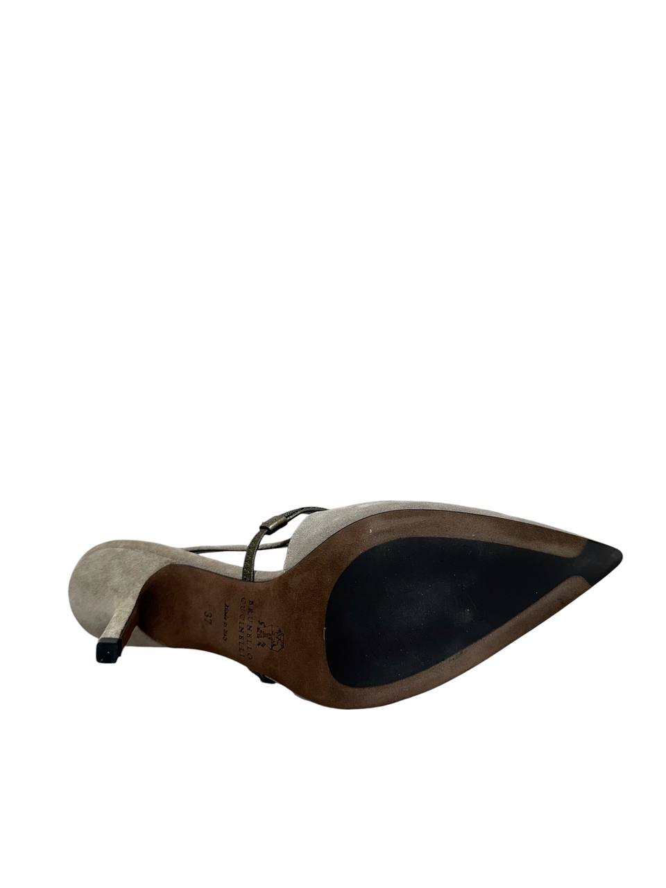 Brunello Cucinelli замшеві туфлі slingback з декором #6