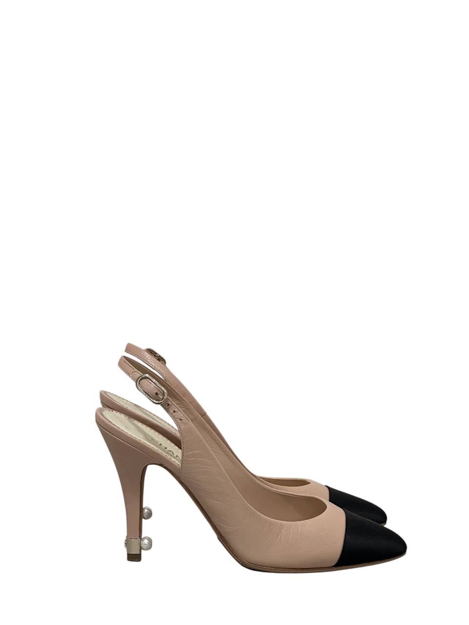 Chanel slingback туфлі з перловим каблуком #2
