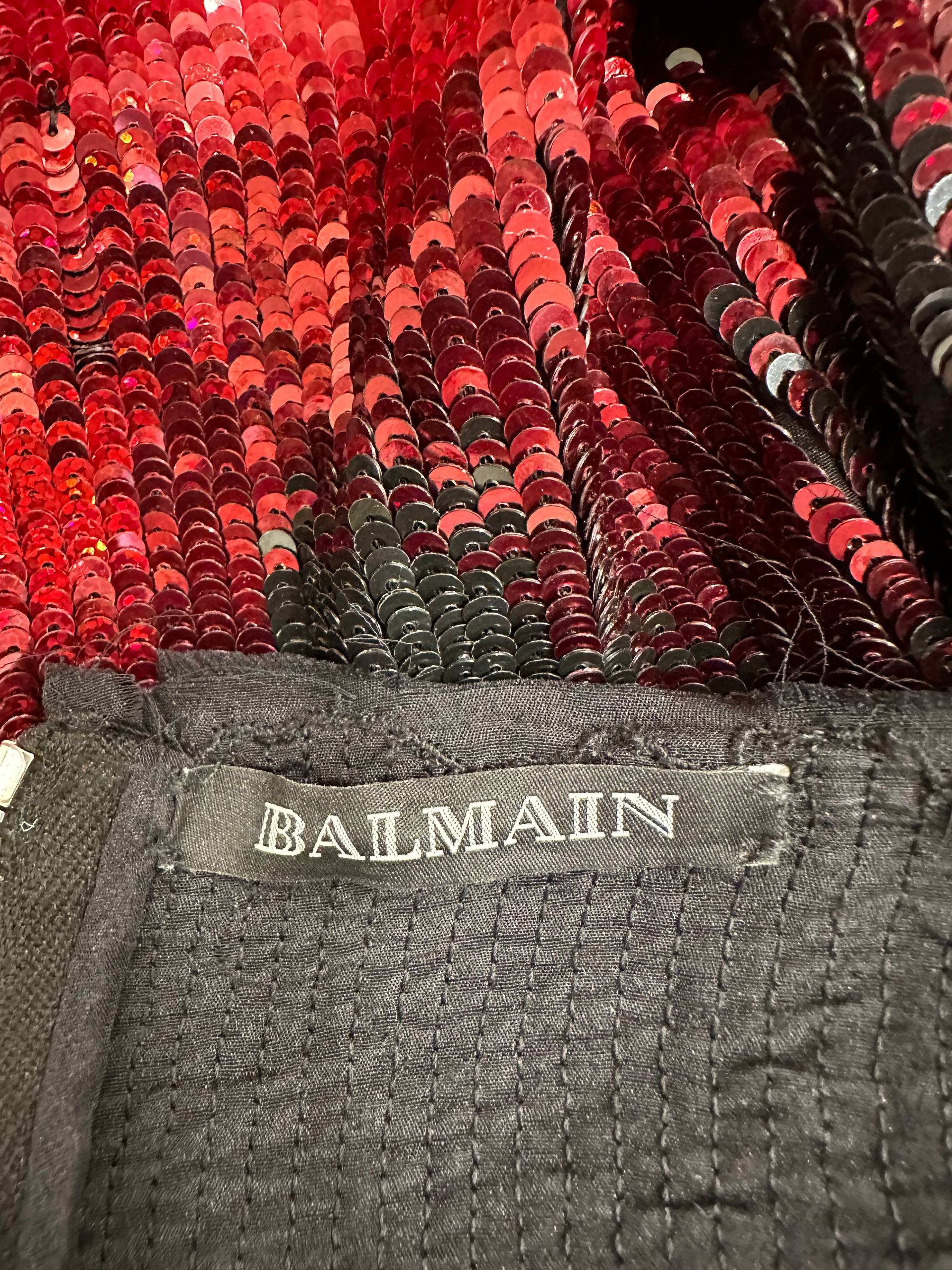 Вечірня сукня Balmain з червоно-чорними паєтками #5