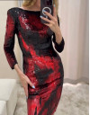 Вечірня сукня Balmain з червоно-чорними паєтками #7