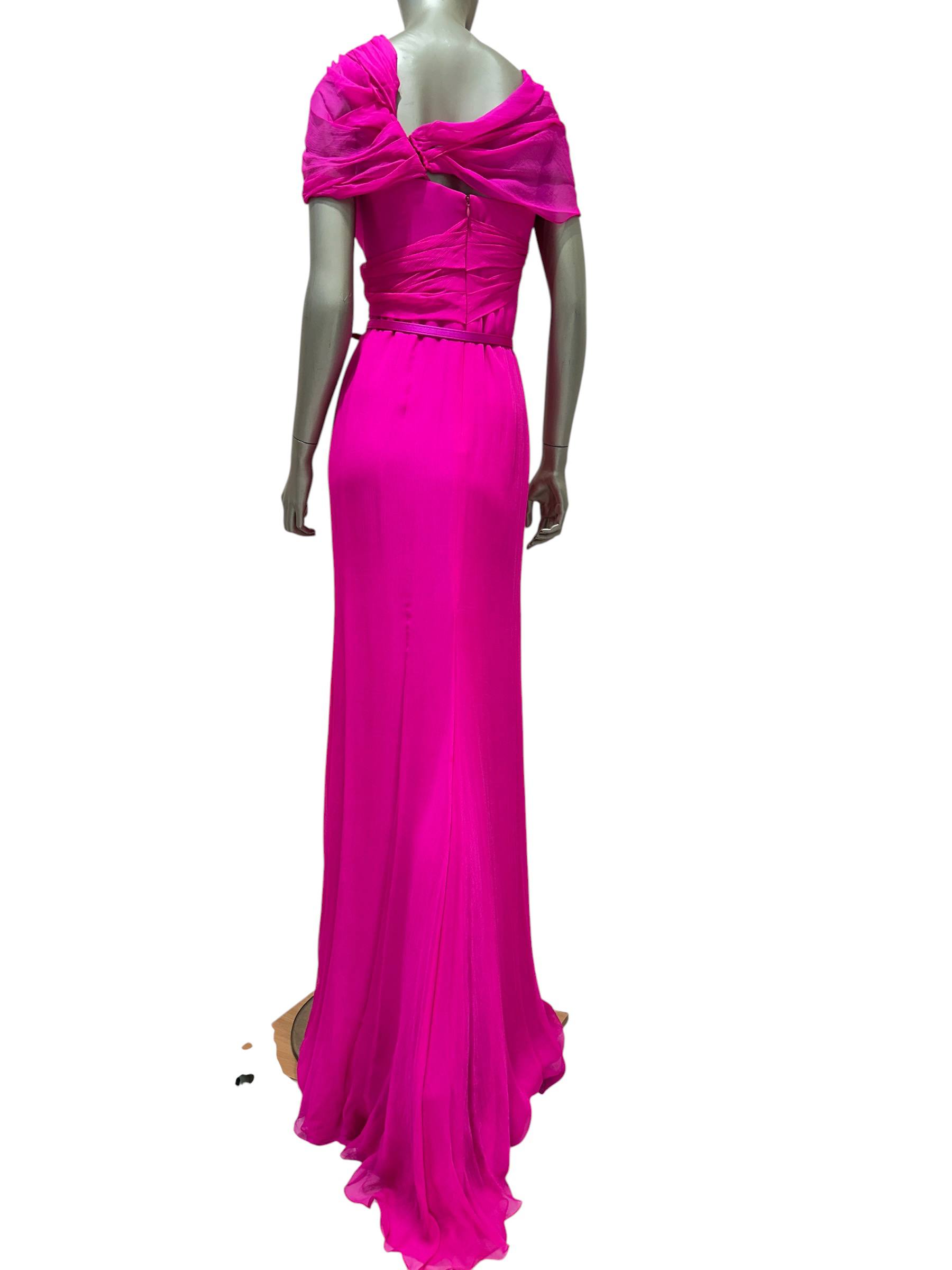 Oscar de la Renta Silk Evening Gown in Fuchsia #3