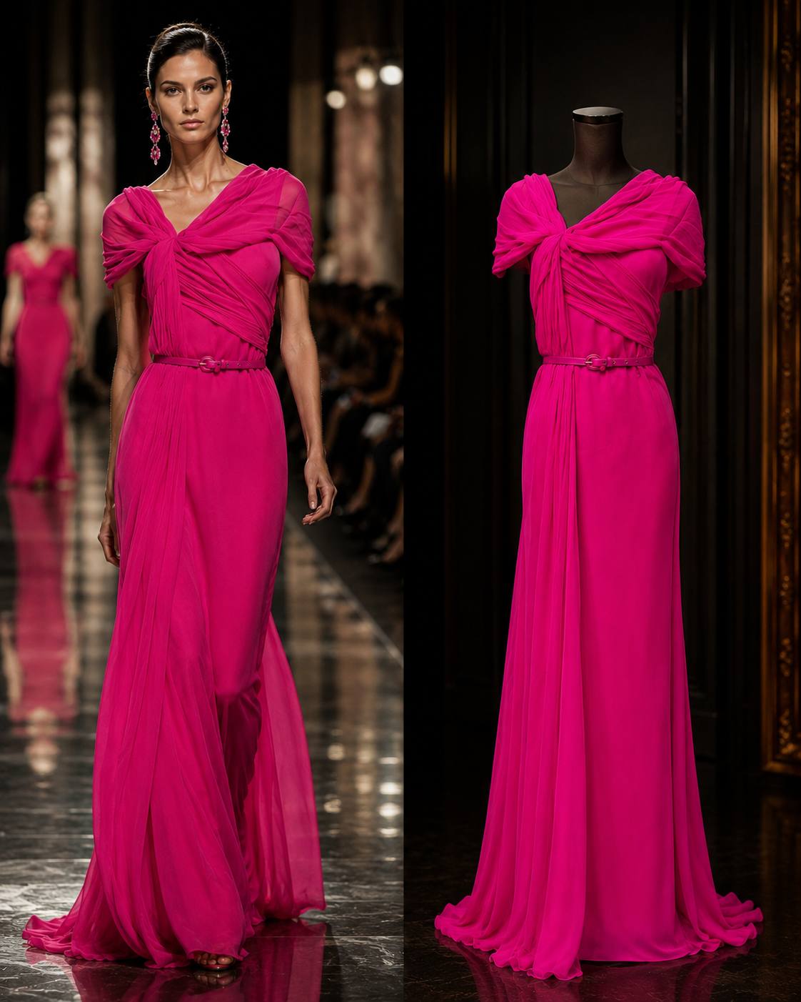 Oscar de la Renta Silk Evening Gown in Fuchsia #2