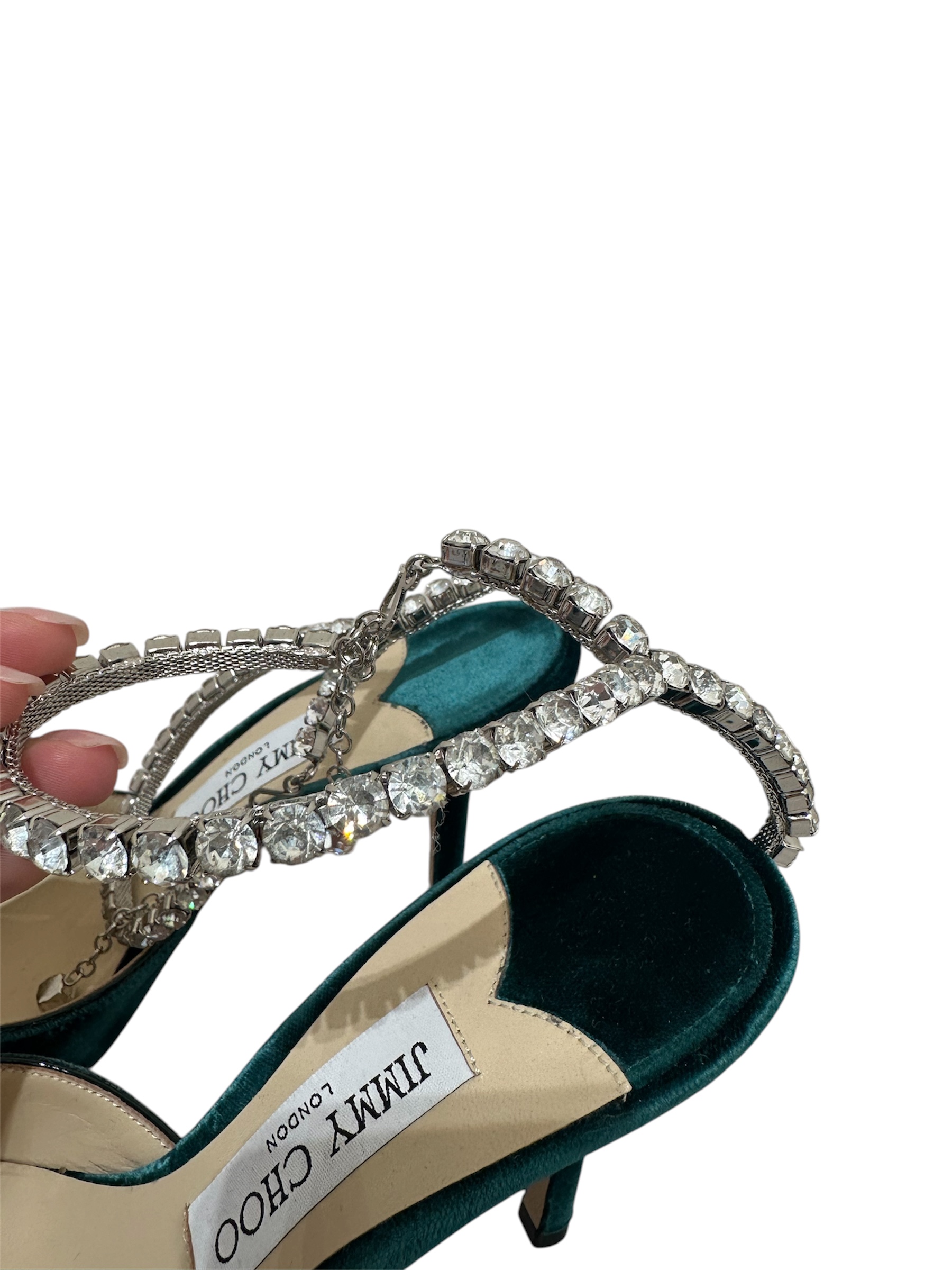 Jimmy Choo бархатные туфли с кристаллами  #5