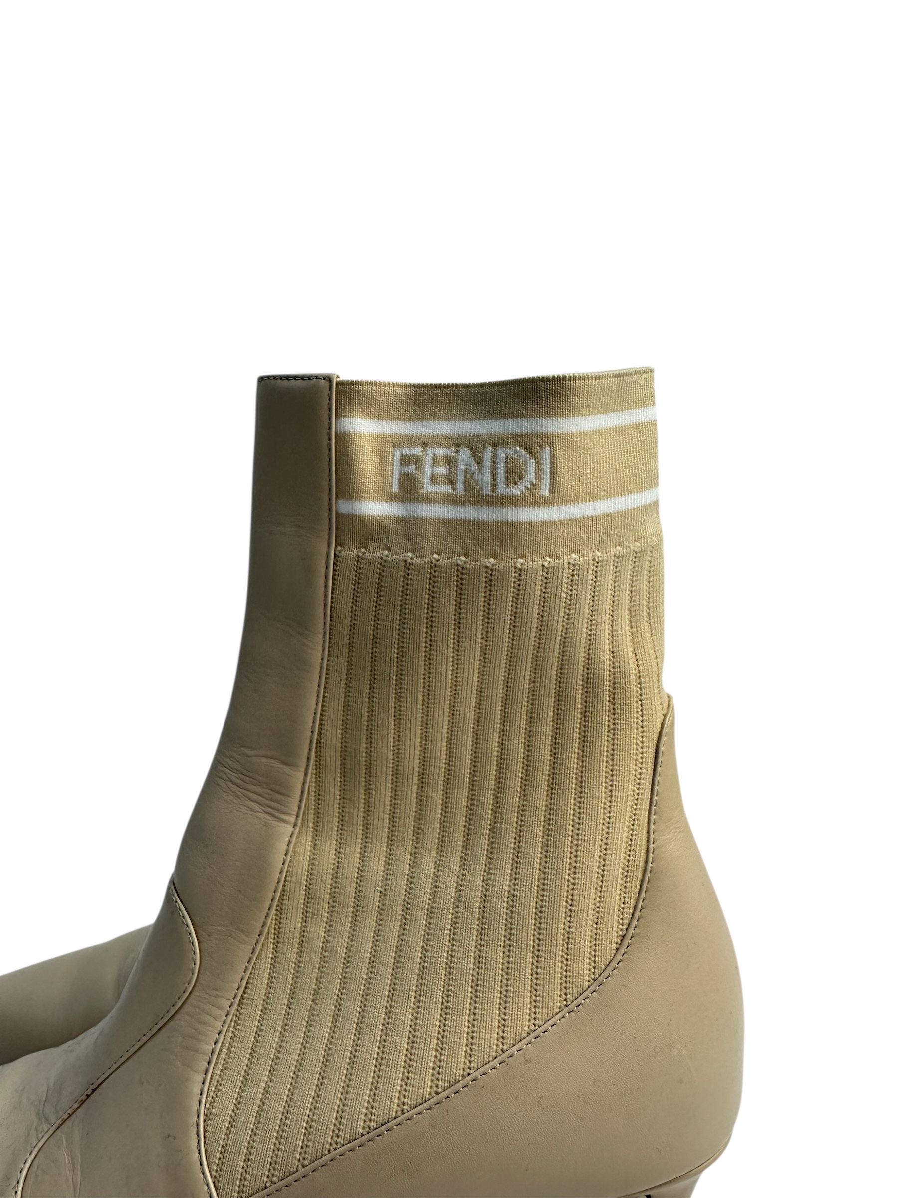 Fendi бежеві ботильйони з трикотажною вставкою #5