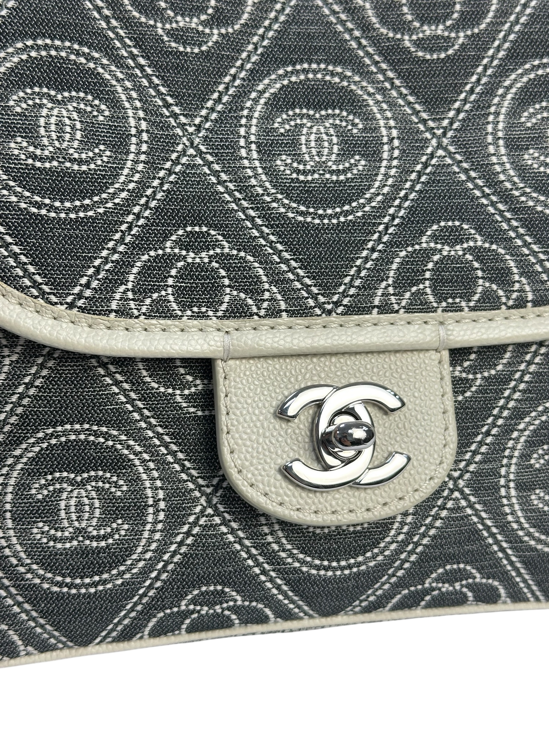 Сумка Chanel Camellia із текстилю з шкіряною обробкою #3